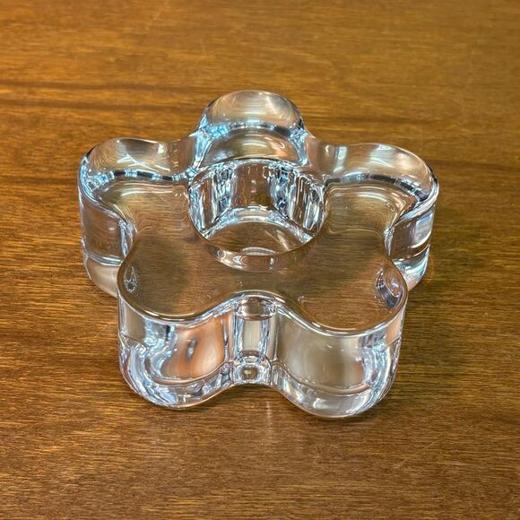 Orrefors Sweden Heavy Clear Crystal Glass "Daisy" Tealight Candle Holder, 4.5" - Picture 3 of 7